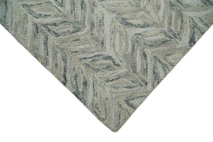 Beige and Gray Hand Tufted Modern Scandinavian Wool Loop Rug