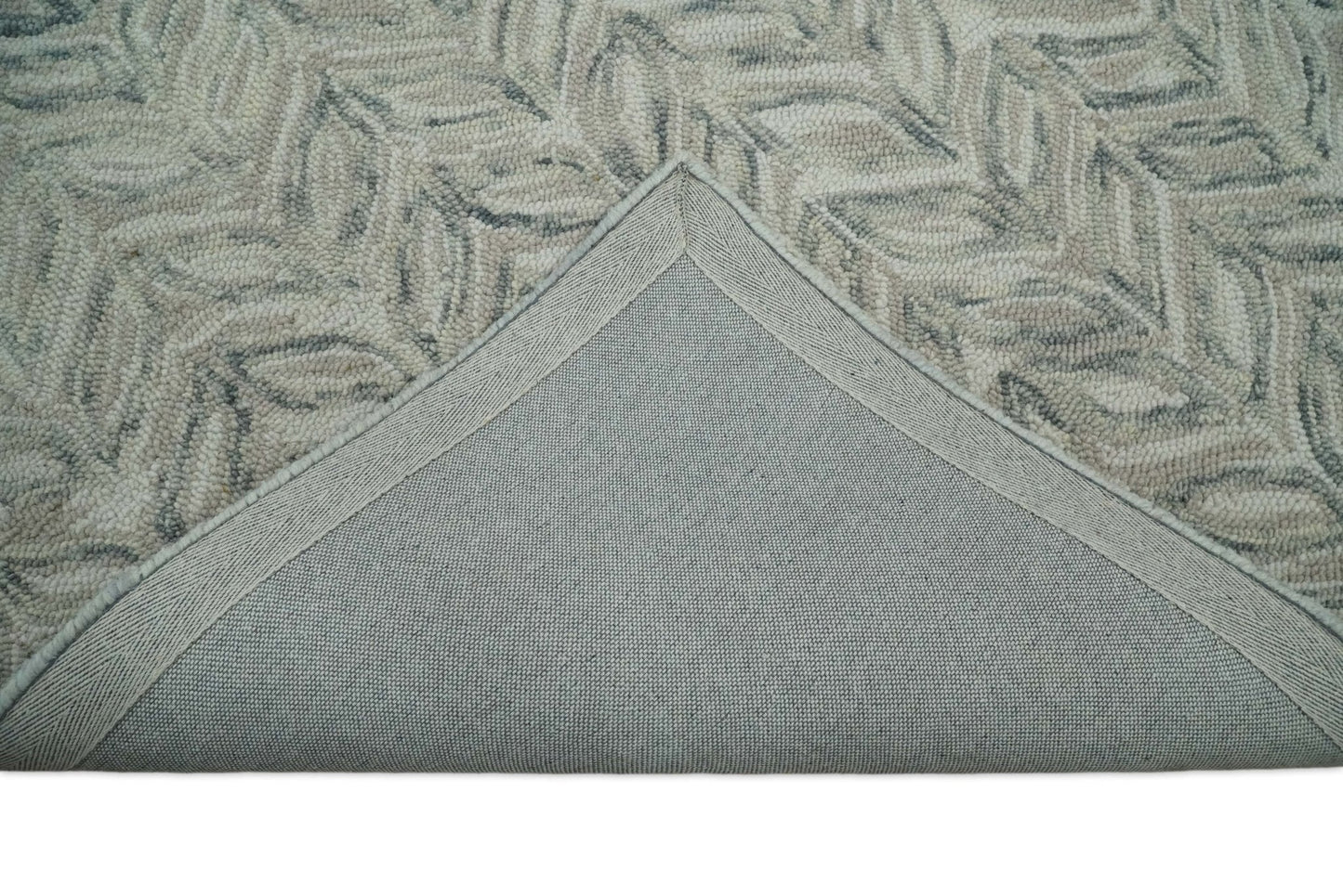 Beige and Gray Hand Tufted Modern Scandinavian Wool Loop Rug