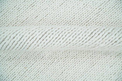 Braided Wool Solid White Felted Chunky Hand Woven Soft Plush Area Rug