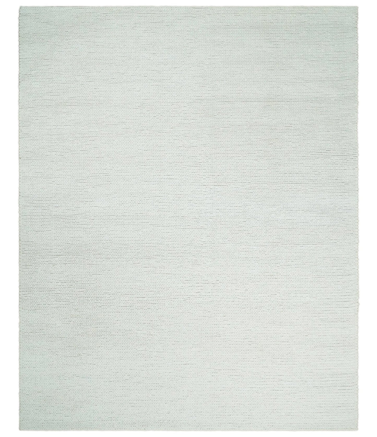 Braided Wool Solid White Felted Chunky Hand Woven Soft Plush Area Rug