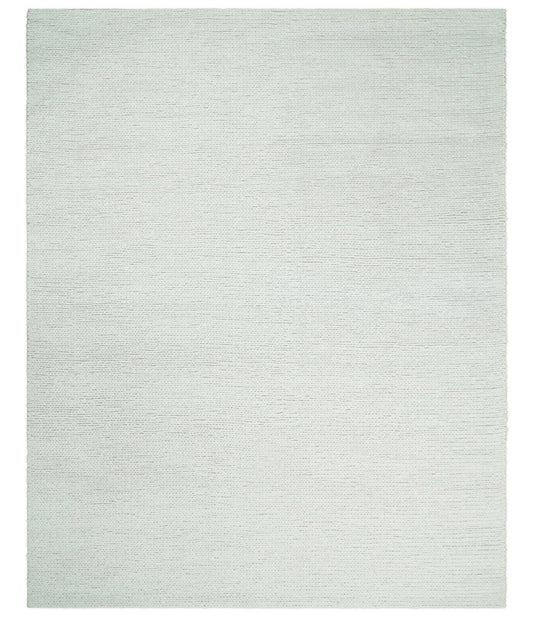 Braided Wool Solid White Felted Chunky Hand Woven Soft Plush Area Rug