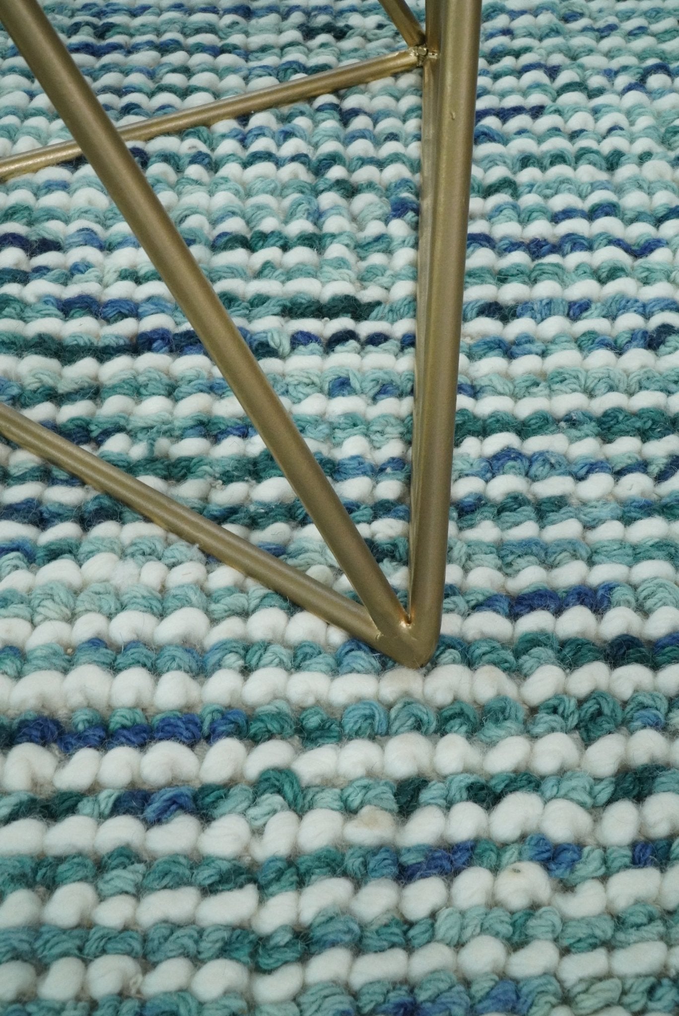 Hand Made Blue Woolen Chunky and Soft Area Rug