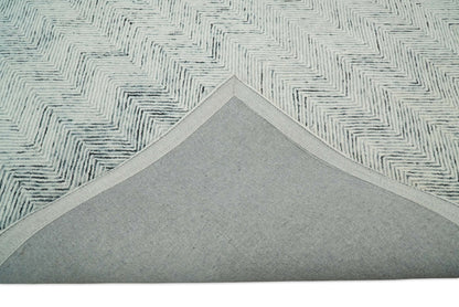 Hand Made Woolen Modern Blue and Ivory Area Rug