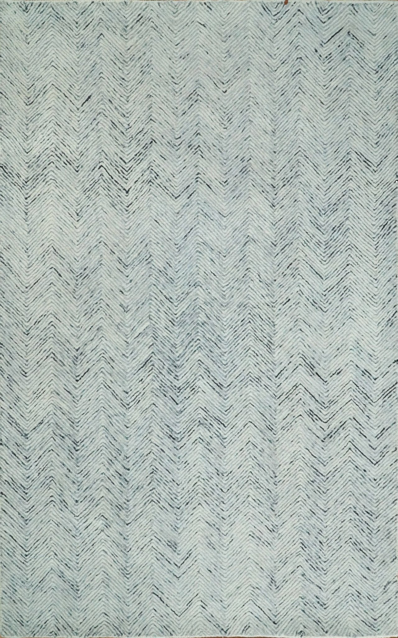 Hand Made Woolen Modern Blue and Ivory Area Rug