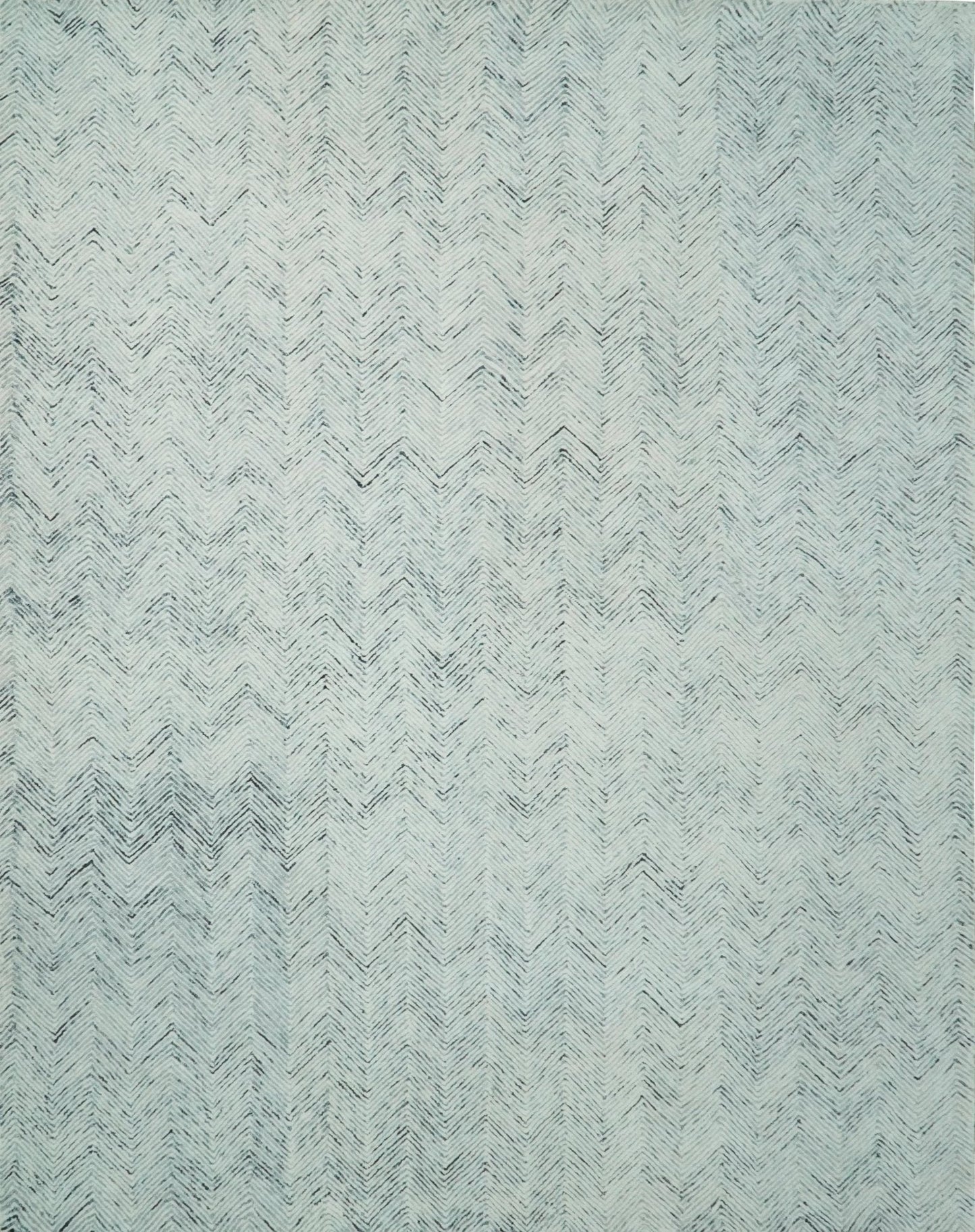 Hand Made Woolen Modern Blue and Ivory Area Rug