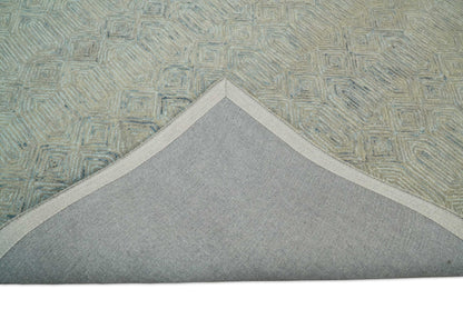 Hand Made Woolen Modern Camel and Blue Area Rug