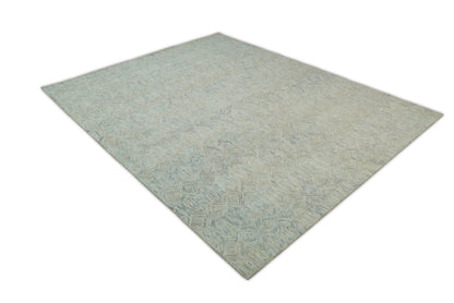 Hand Made Woolen Modern Camel and Blue Area Rug