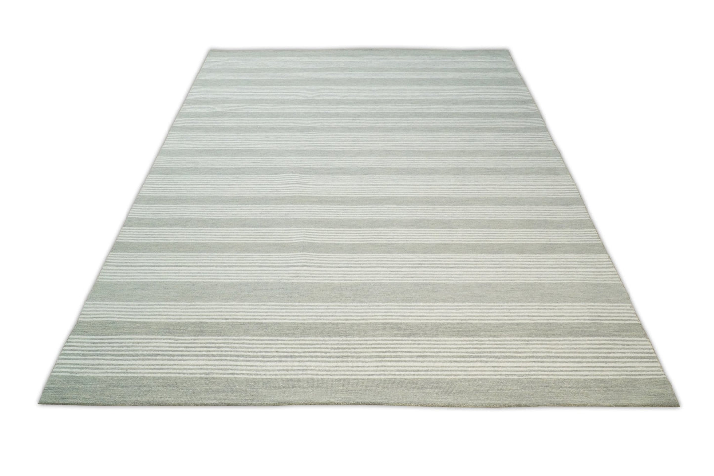 Hand Made Woolen Modern Grey and Ivory Area Rug