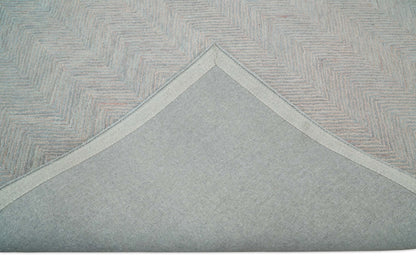 Hand Made Woolen Modern Pink and Gray Area Rug