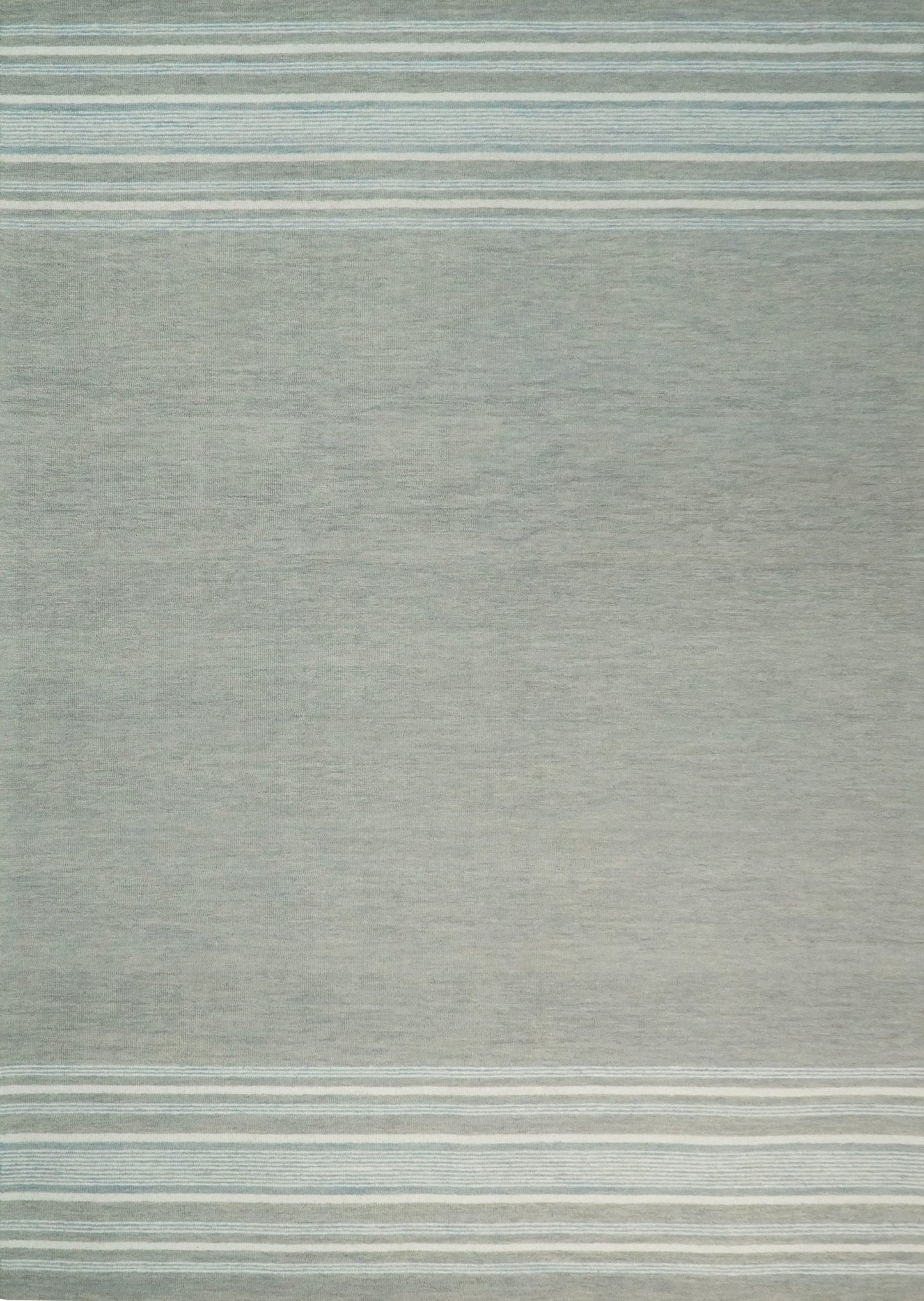 Hand Made Woolen Modern Stripes Ivory and Grey Area Rug