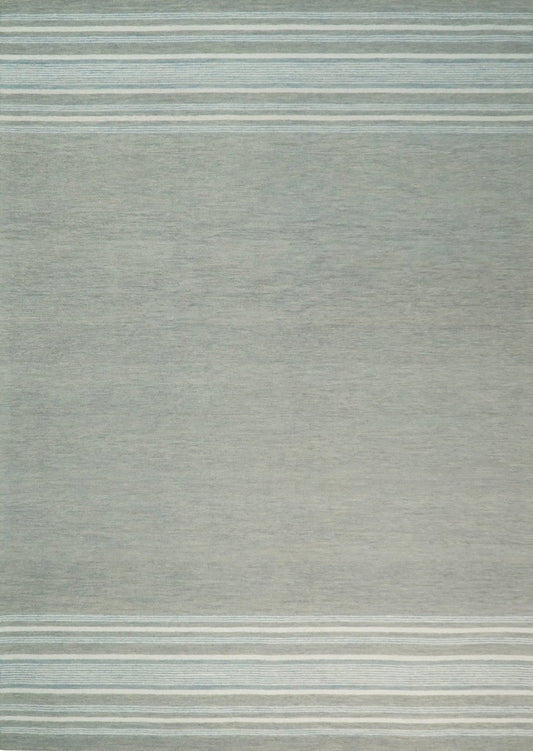 Hand Made Woolen Modern Stripes Ivory and Grey Area Rug