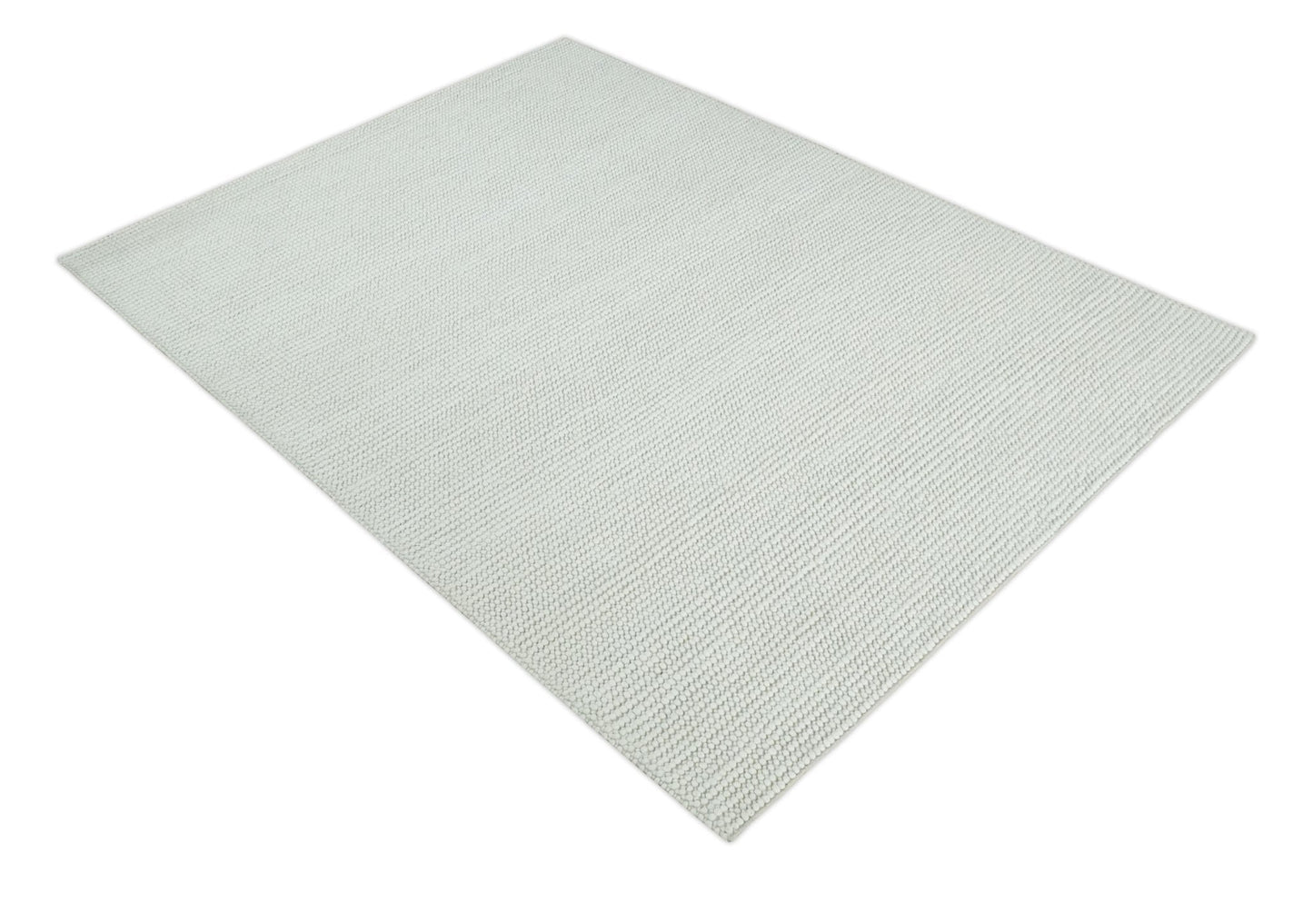 Solid Ivory Chunky Handwoven Wool Area Rug | Layering Rug