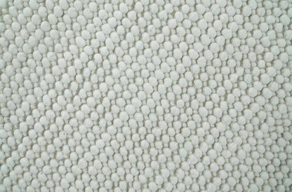 Solid Ivory Chunky Handwoven Wool Area Rug | Layering Rug