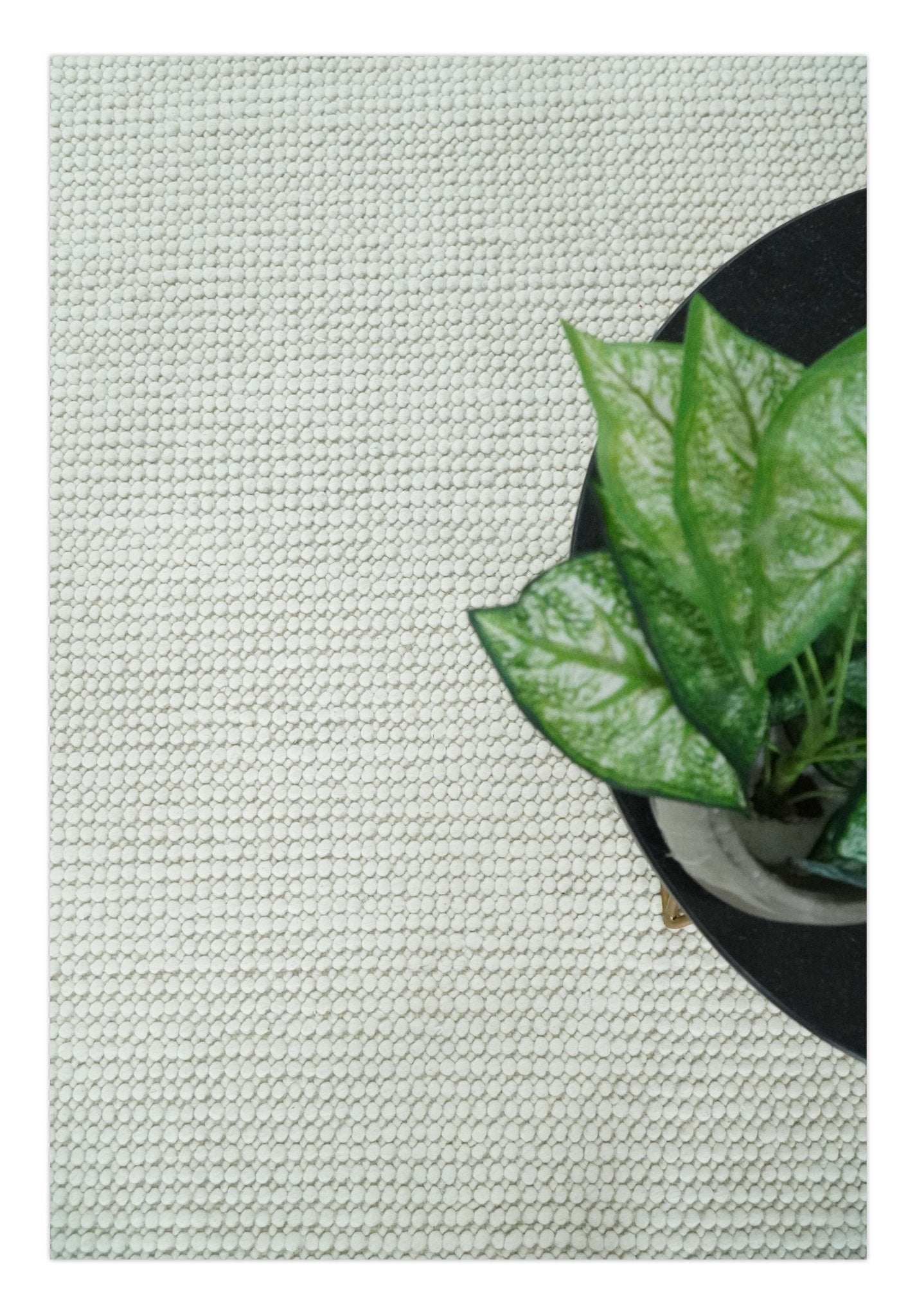 Solid Ivory Chunky Handwoven Wool Area Rug | Layering Rug