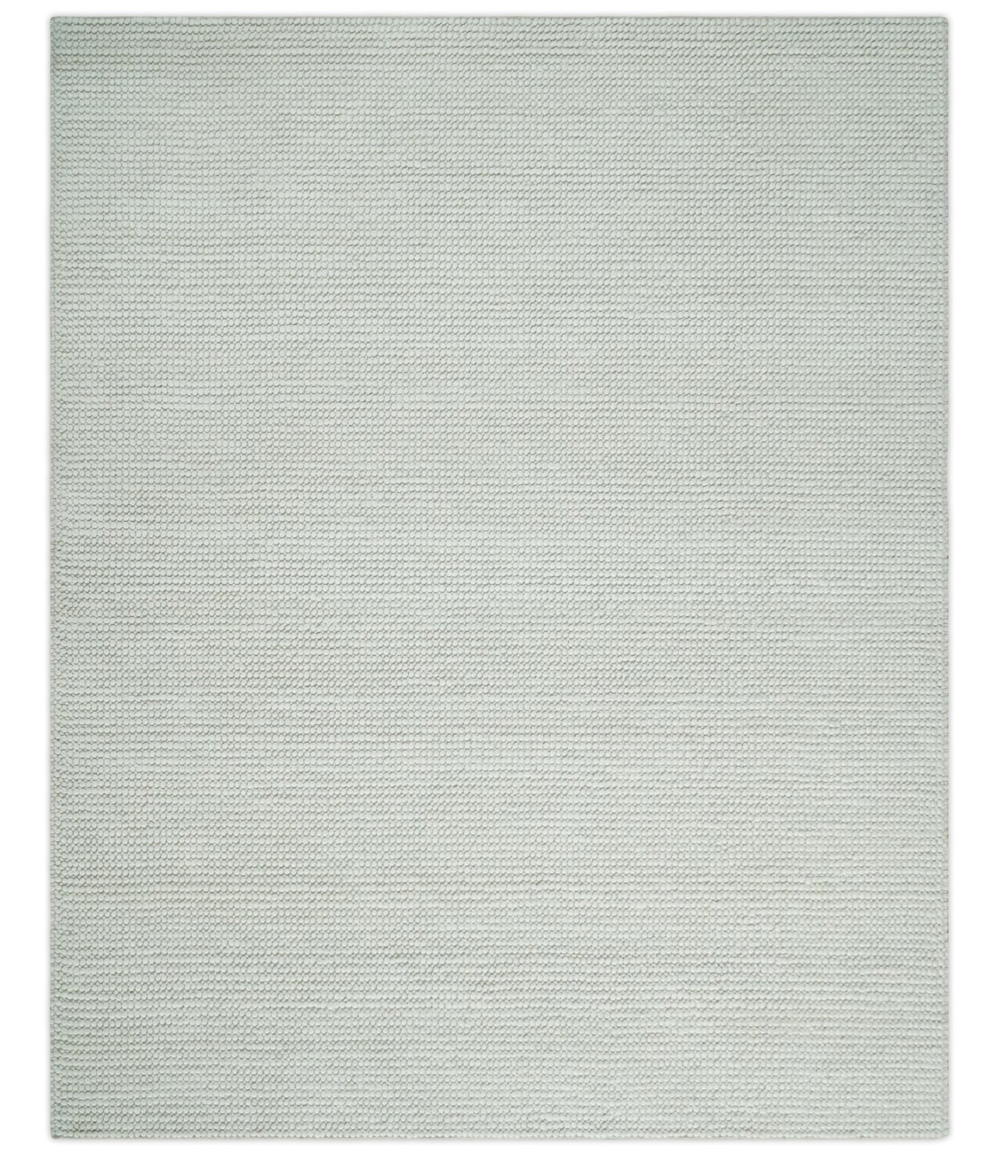 Solid Ivory Chunky Handwoven Wool Area Rug | Layering Rug