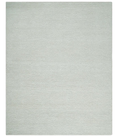 Solid Ivory Chunky Handwoven Wool Area Rug | Layering Rug