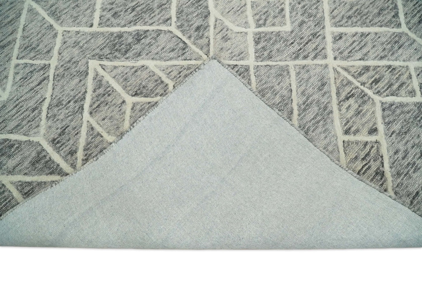 Brown and Beige Hand Tufted Modern Geometric Wool Area Rug