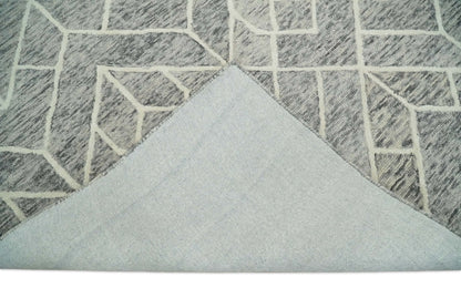 Brown and Beige Hand Tufted Modern Geometric Wool Area Rug