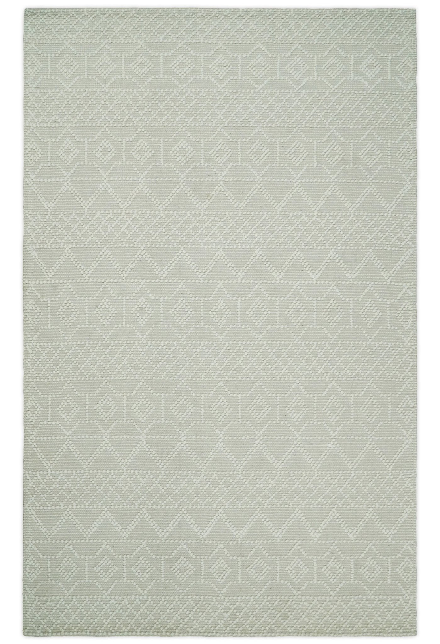 Hand woven tribal Woolen Chunky and Soft White and Beige Wool Area Rug