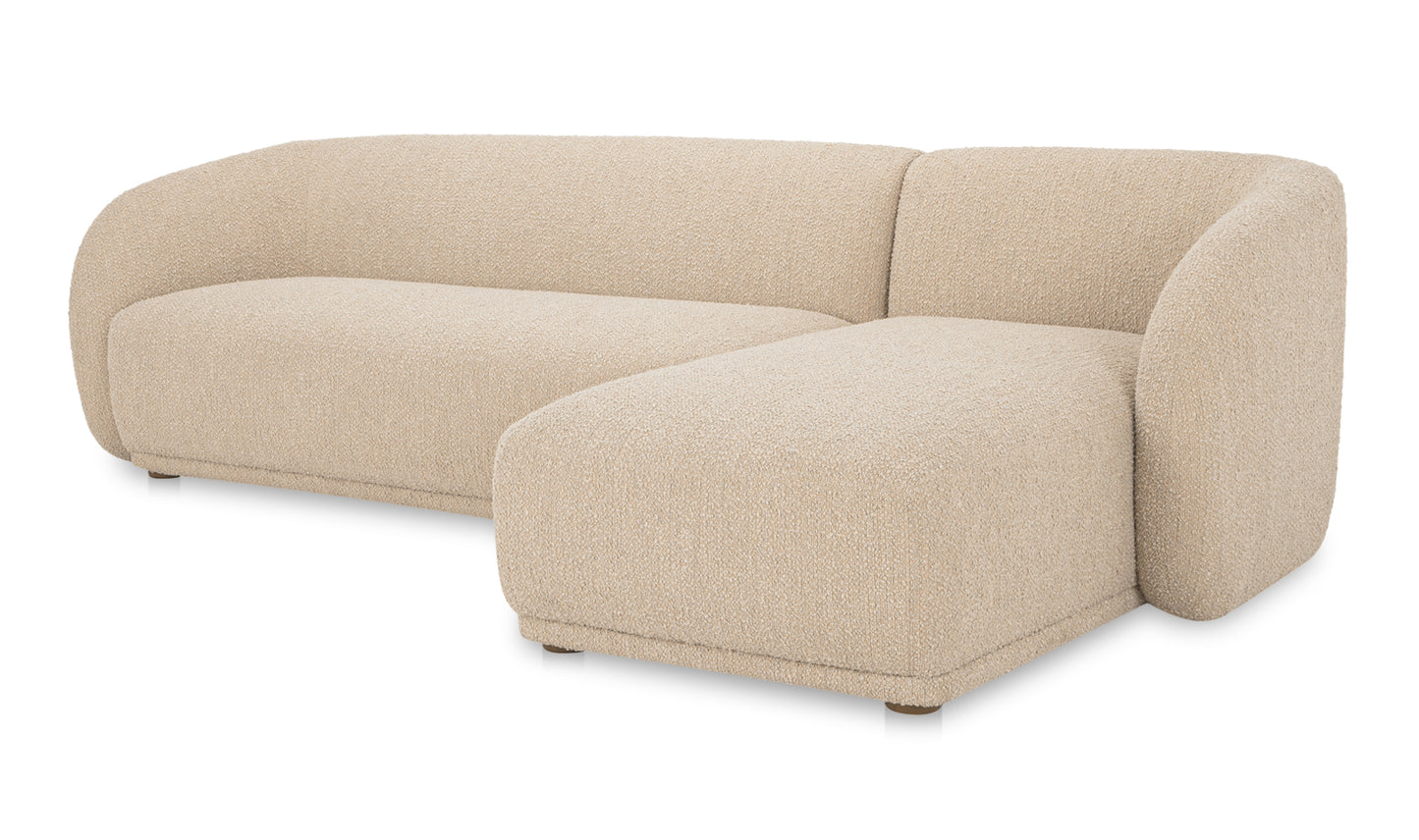 Faye Right Sectional Beige Boucle