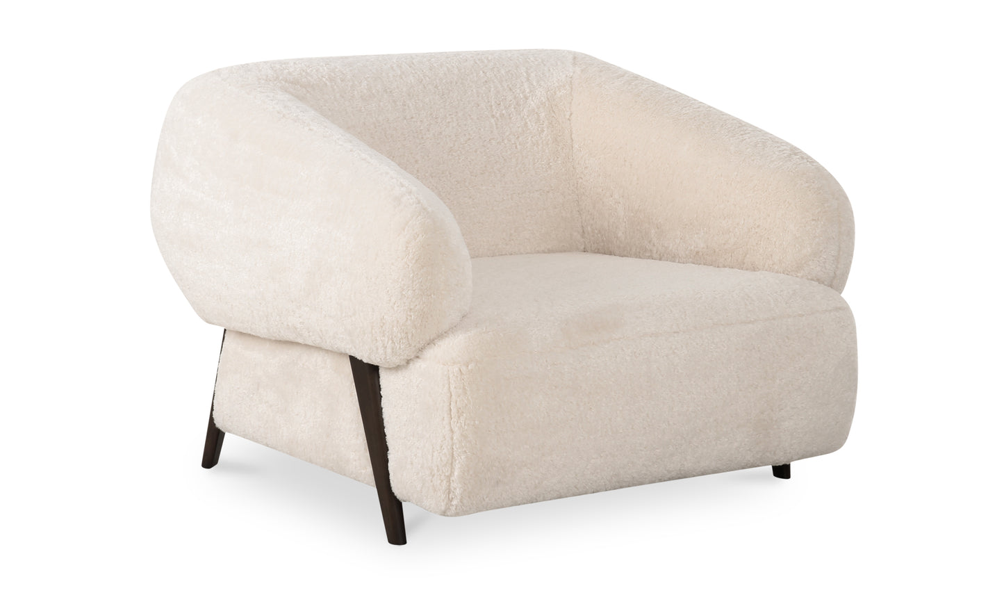 Devlin Lounge Chair Cream Faux Fur