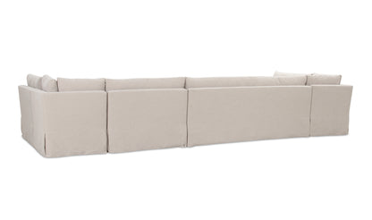 Fable Slipcover Dining Banquette U-Shape Beige 168In