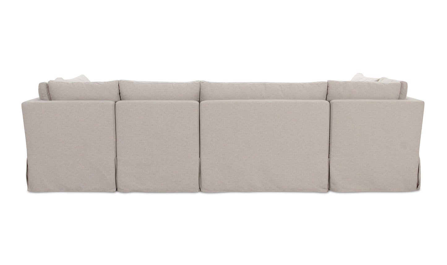 Fable Slipcover Dining Banquette U-Shape Beige 121In