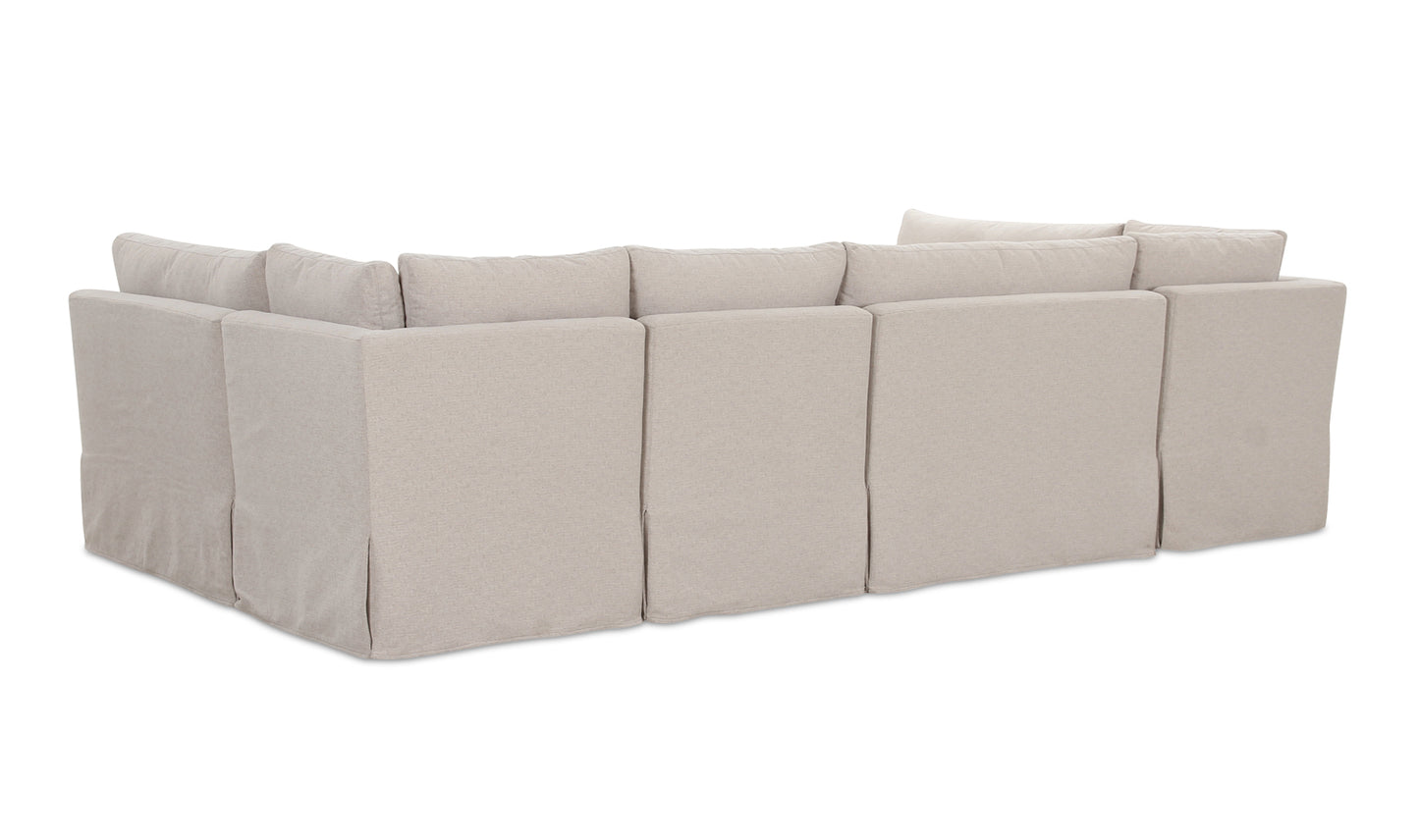 Fable Slipcover Dining Banquette U-Shape Beige 121In