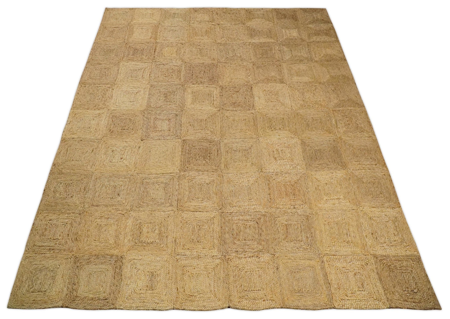 Hand Woven 100% Natural Fiber Brown Natural Jute and Wool Rug