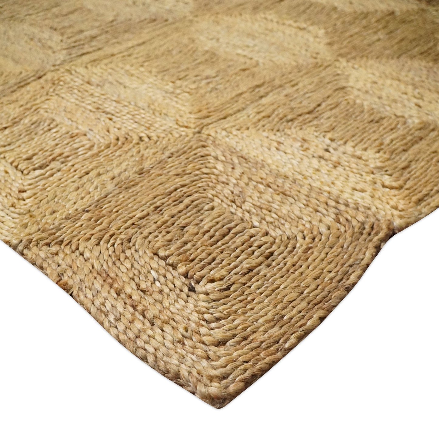 Hand Woven 100% Natural Fiber Brown Natural Jute and Wool Rug