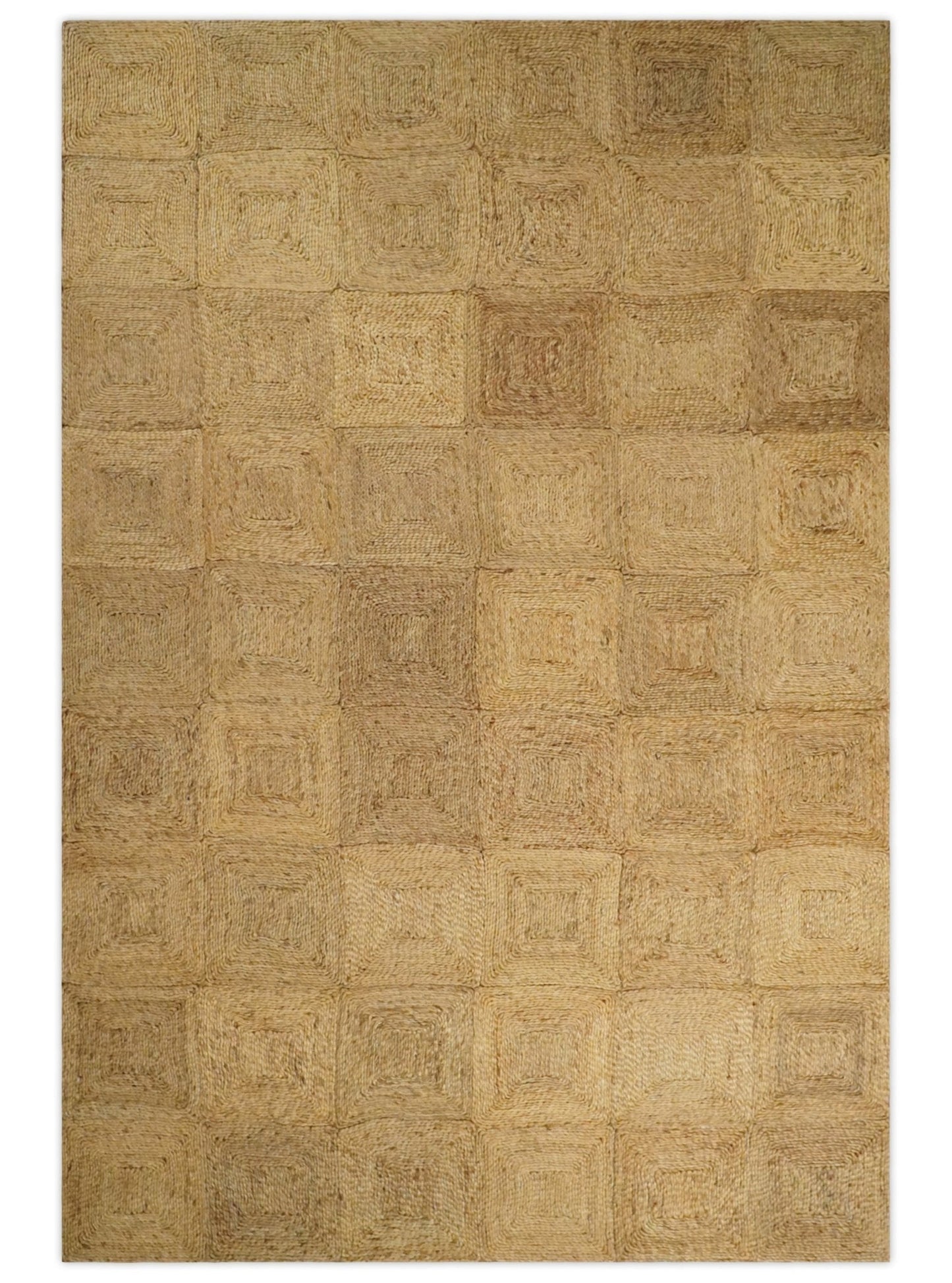 Hand Woven 100% Natural Fiber Brown Natural Jute and Wool Rug