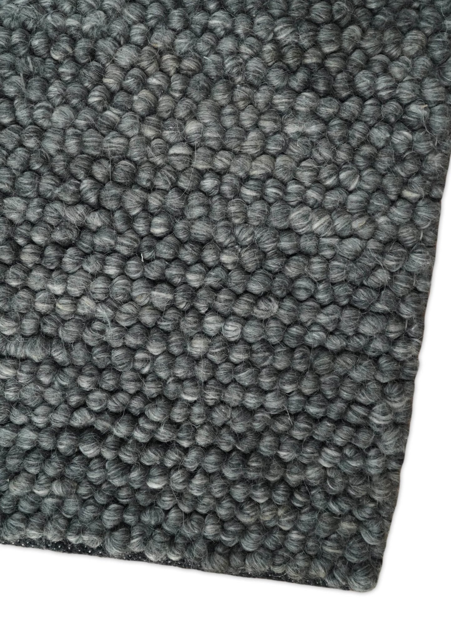 Solid Charcoal Gray Wool Blend Felted Chunky Hand Woven Area Rug