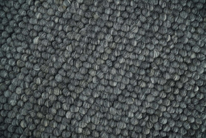 Solid Charcoal Gray Wool Blend Felted Chunky Hand Woven Area Rug