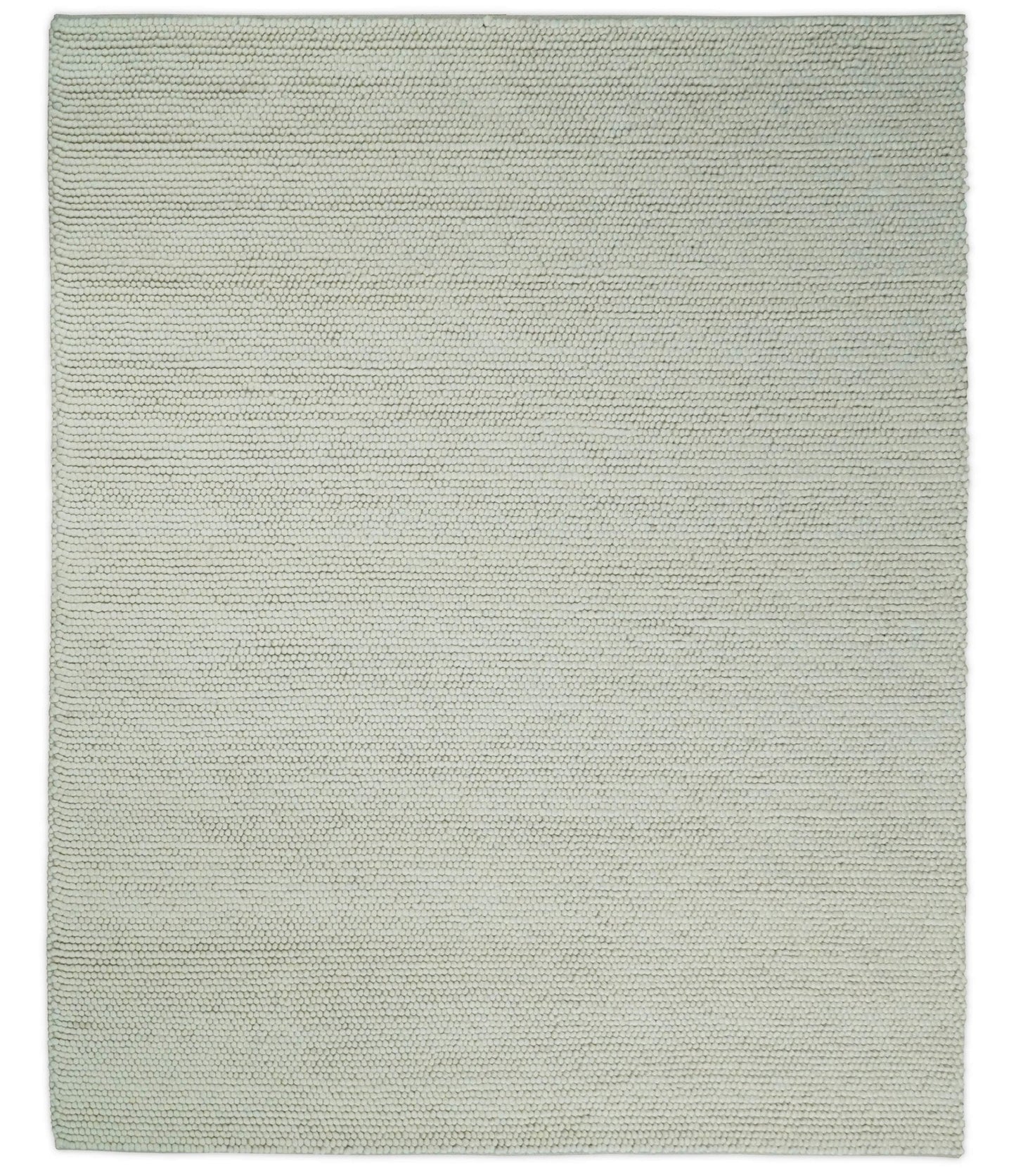 Solid Ivory Wool Felted Chunky Hand Woven Contemporary Area Rug