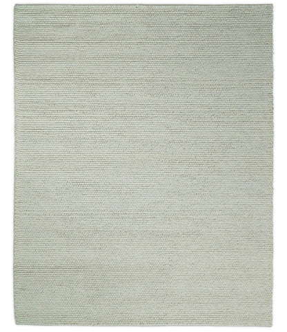 Solid Ivory Wool Felted Chunky Hand Woven Contemporary Area Rug