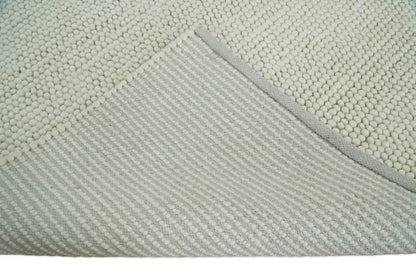 Solid Ivory Wool Felted Chunky Hand Woven Contemporary Area Rug