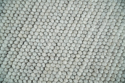 Solid Silver Wool Blend Felted Chunky Hand Woven Area Rug