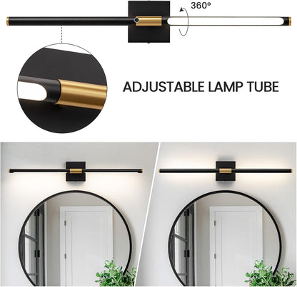 Black and Gold Dimmable LED Vanity Sconce 24" and 30"