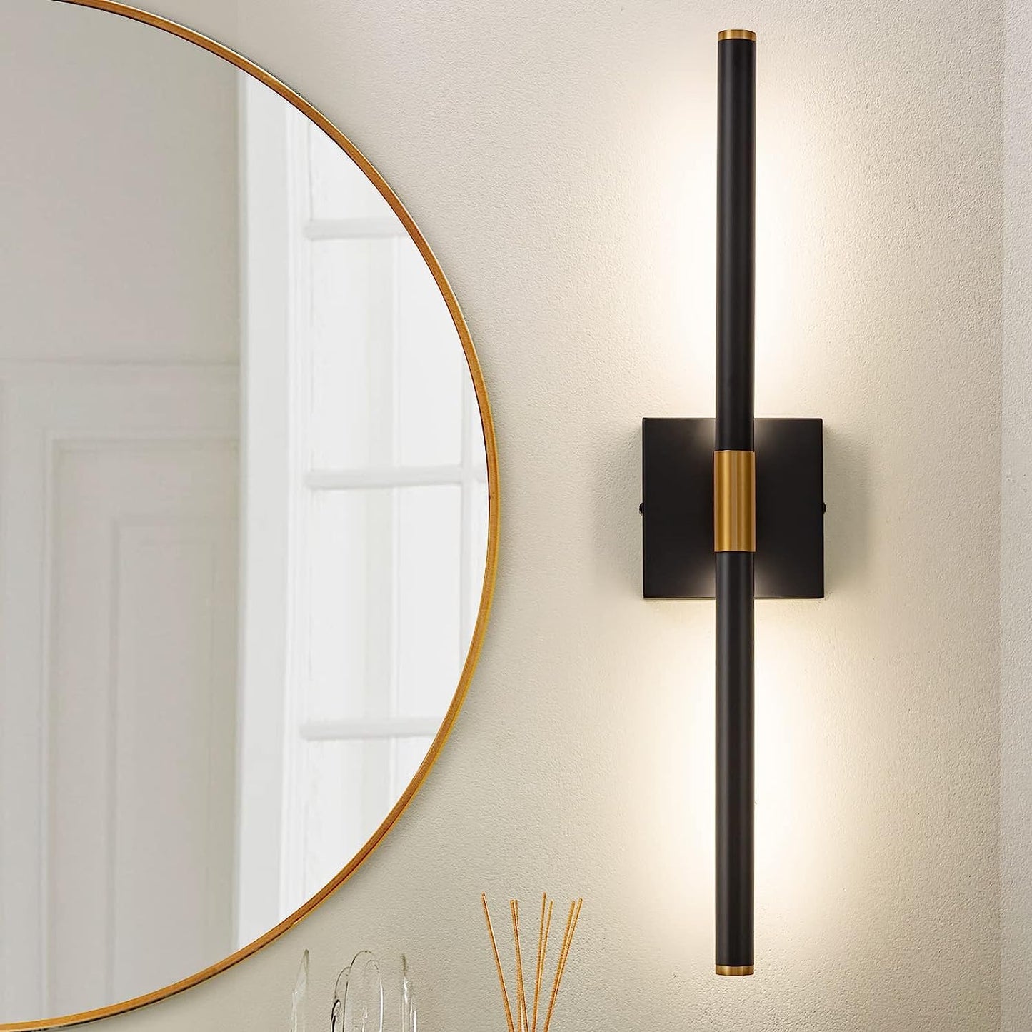 Black and Gold Dimmable LED Vanity Sconce 24" and 30"