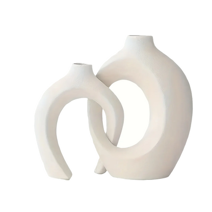 Ciclo White or Black Ceramic Vase - Set of 2