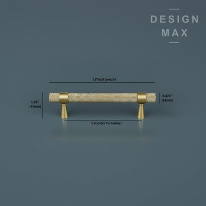 Gold Knurled Brass Cabinet Pull Handles