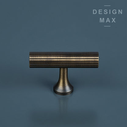 Signature Antiqued Brass Modern T Striped Handles