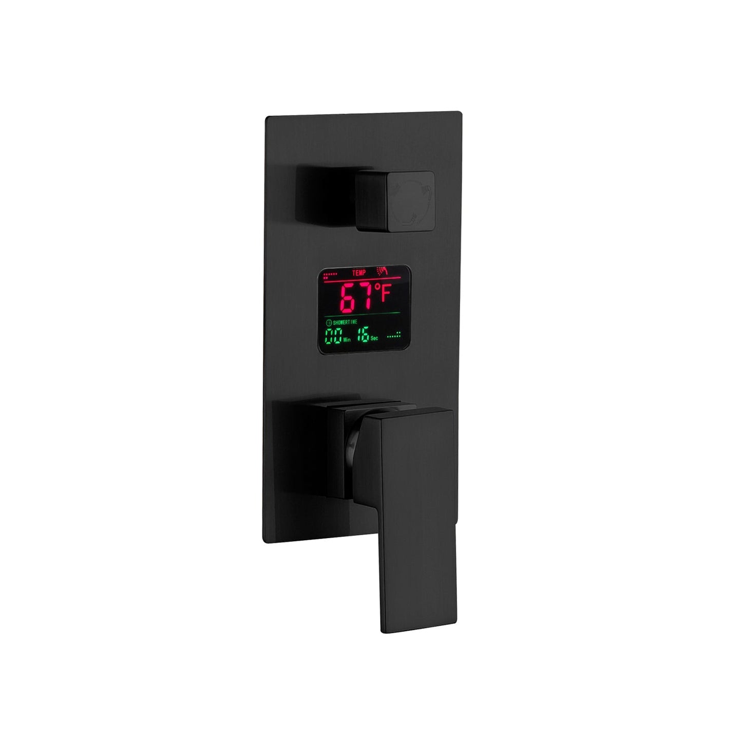 12-Inch or 16-Inch Matte Black Rain Showers with 3-Way Anti-Scald Digital Display Valve, Trim, and 6 Body Jets