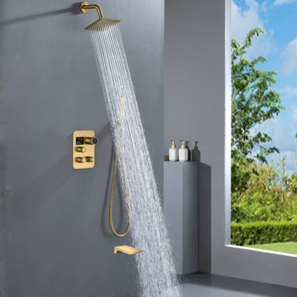 12-inch Or 16-inch Or 6'' Wall-Mount Brushed Gold 3-Way Thermostatic Shower Valve System: Versatile Functionality and Stunning Design