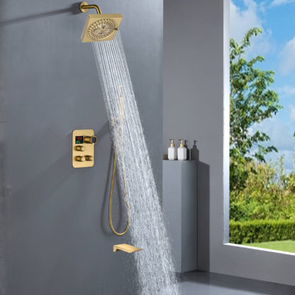 12-inch Or 16-inch Or 6'' Wall-Mount Brushed Gold 3-Way Thermostatic Shower Valve System: Versatile Functionality and Stunning Design