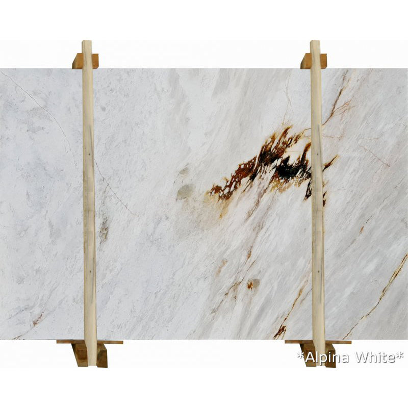 Alpina White Bookmatching Marble Slabs Polished - Livfloors Collection