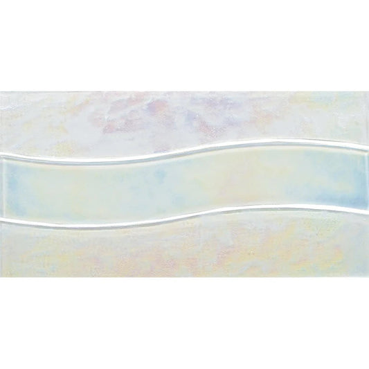 TCSC | White 6"x12" Mesh-mounted Glass Pool Border Tile Border Wave Series - Aquatica Collection