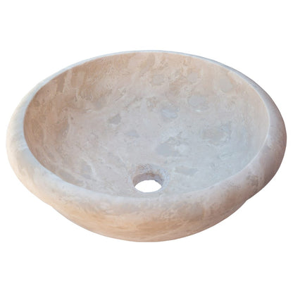 Beige Travertine Natural Stone Drop-in Bathroom Sink Honed and Filled (D)16" (H)6"