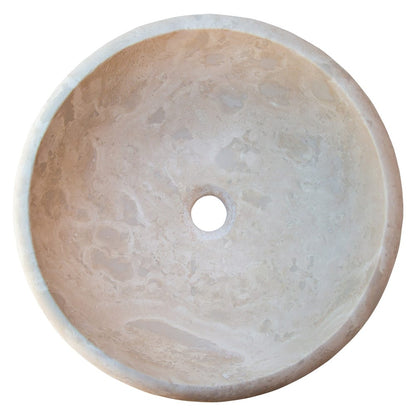 TCSC | Beige Travertine Natural Stone Drop-in Bathroom Sink Honed and Filled (D)16" (H)6"