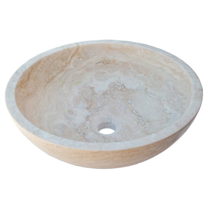 TCSC | Beige Travertine Above Vanity Bathroom Vessel Sink Honed and Filled (D)18" (H)6"